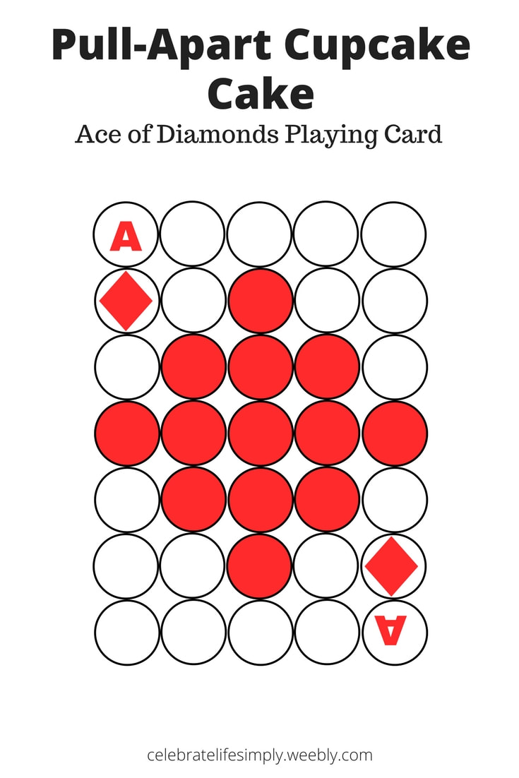 Ace of Diamond Playing Cards Pull-Apart Cupcake Cake Template